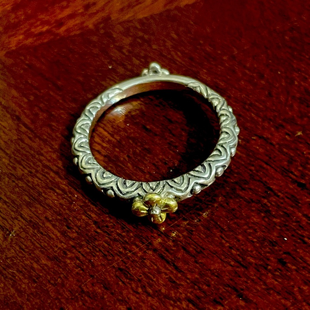 Barbara Bixby silver Ring gold Flower